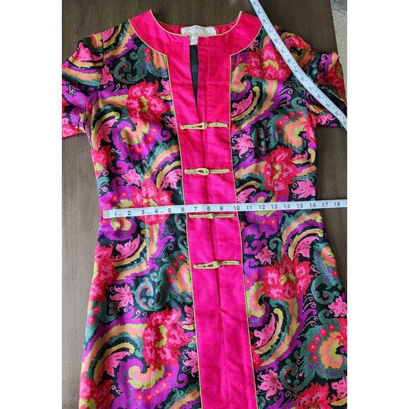 Vintage 60s Doreen Lok Floral Silk Kaftan Asian Dress READ FLAWS - Picture 7 of 13
